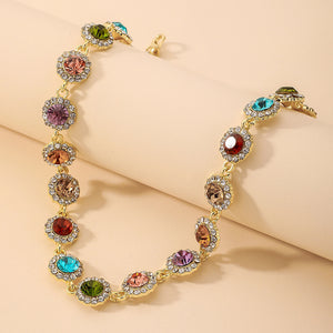 Rainbow Rhinestone Choker