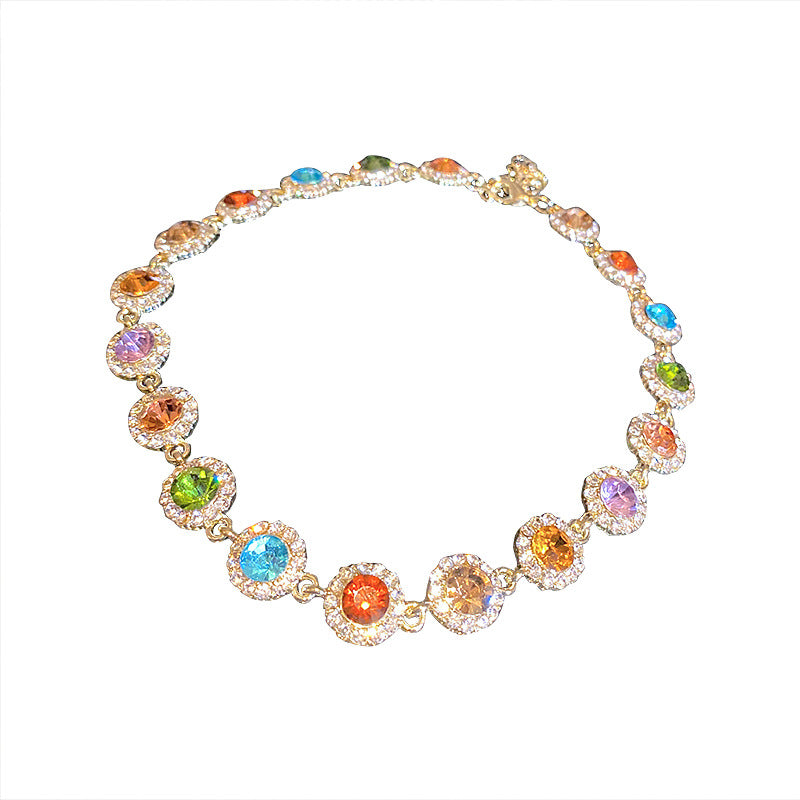 Rainbow Rhinestone Choker