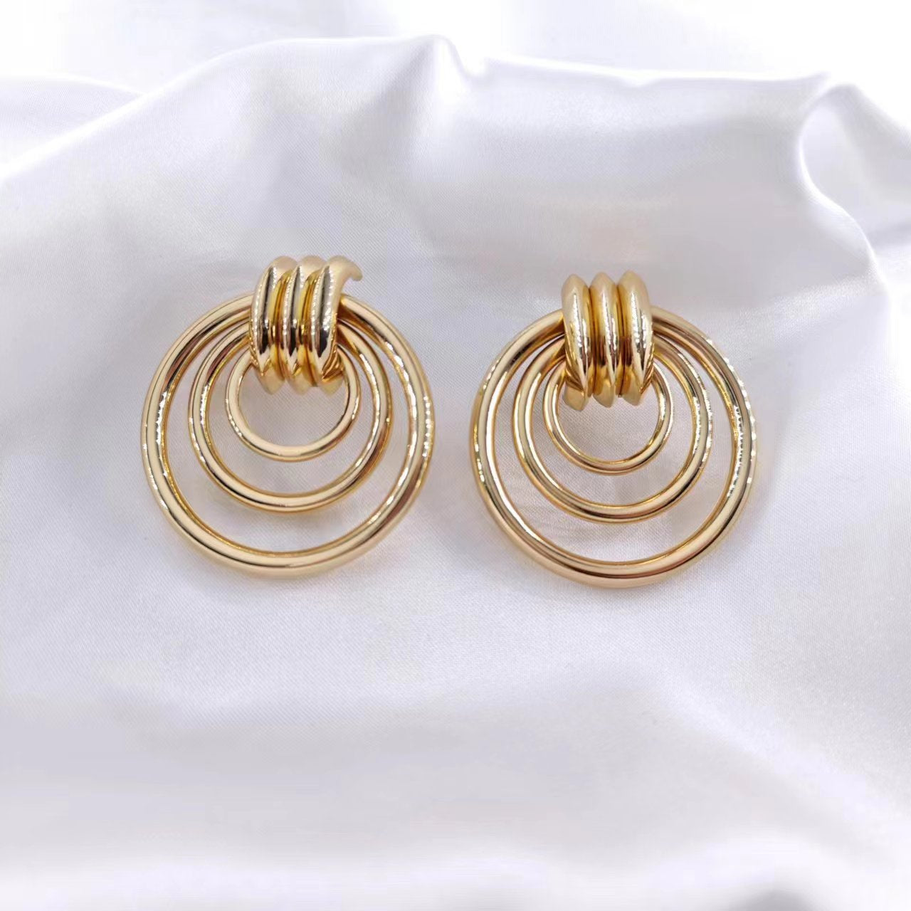 Gold Ring Door Knocker Earrings