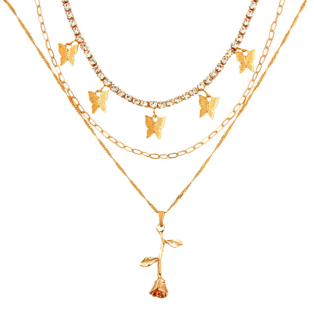 Rose Butterfly Necklace
