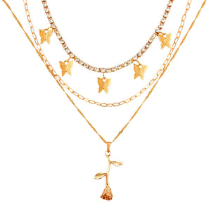 Rose Butterfly Necklace