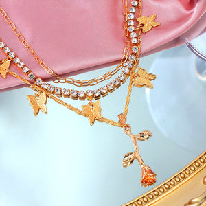 Rose Butterfly Necklace